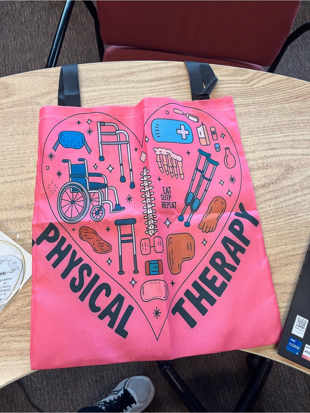 Physical Therapy Heart Tote Bag in Pink